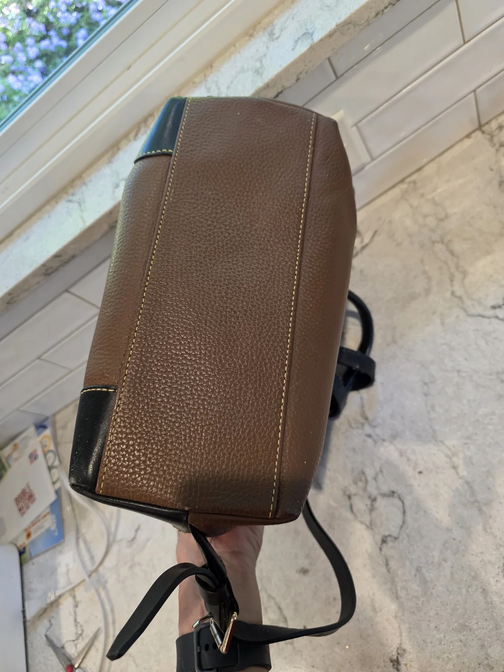 Dooney & Bourke Brown and Dark Brown Leather Backpack